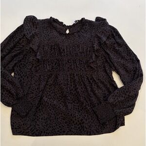 RAILS Kadi Top Spotted Slate Black Gray Ruffle Women's Size Small